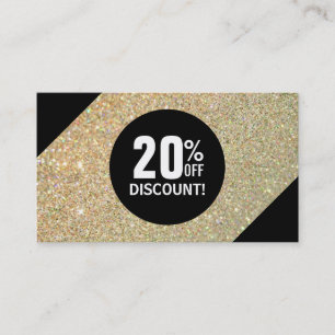 割引クーポンカード金ゴールドグリッターブラックファッション 割引カード