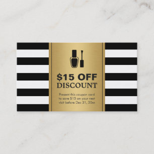 割引クーポンネイルサロン金ゴールドブラックシルエット 割引カード