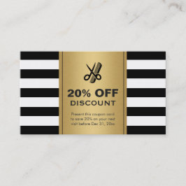 割引クーポンヘアサロン金ゴールドブラックハサミ 割引カード