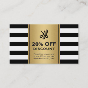 割引クーポンヘアサロン金ゴールドブラックハサミ 割引カード