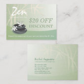 割引クーポンロイヤリティ禅ストーンマッサージセラピー 割引カード (正面/裏面)