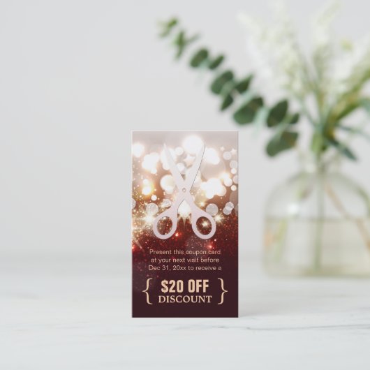 割引クーポン美容師金ゴールドグリッターきらめき 割引カード (スタンド正面)