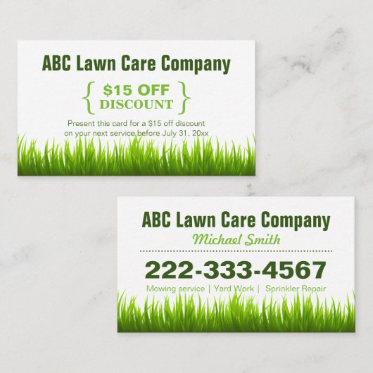 割引クーポン芝生気に造園ギフトカード 割引カード (正面/裏面)