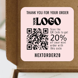 割引クーポンQRコードビジネスロゴピンク スクエアシール