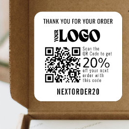 割引クーポンQRコードビジネスロゴ白 スクエアシール