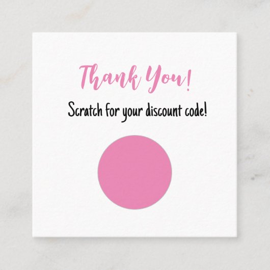 割引コードのスクラッチオフサンキューカード スクエア名刺 (正面)