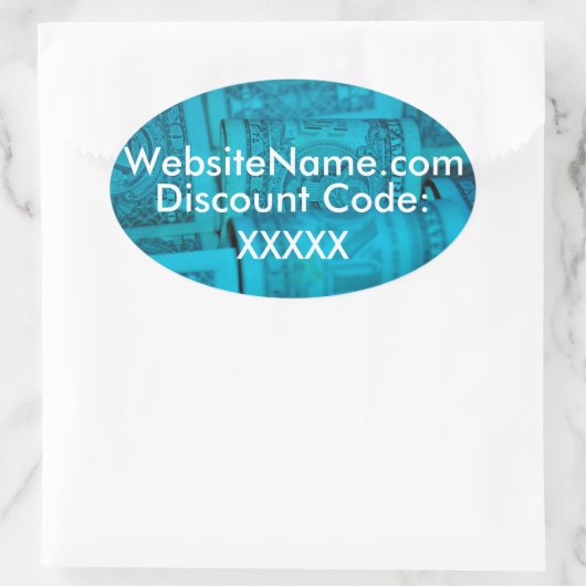 割引コードオプション付きWebサイトプロモーションデザイン 楕円形シール (バッグ)