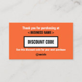 割引コードカード、ありがとう 名刺 (正面)