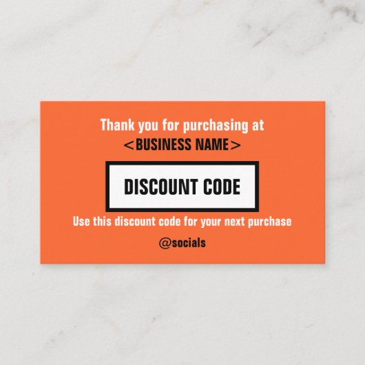 割引コードカード、ありがとう 名刺 (正面)