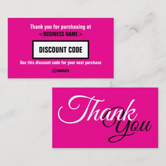 割引コードカード、ありがとう 名刺 (正面/裏面)