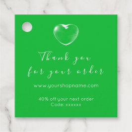 割引コードロゴショップハートありがとう緑 フェイバータグ