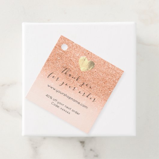 割引コードロゴ金ゴールドハートありがとうございますグリッター フェイバータグ (インサイチュ)