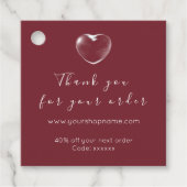 割引コードロゴ金ゴールドハートありがとうBurgundy フェイバータグ (正面)