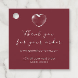 割引コードロゴ金ゴールドハートありがとうBurgundy フェイバータグ