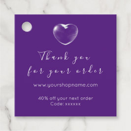 割引コードロゴ金ゴールド感謝していハート紫 フェイバータグ