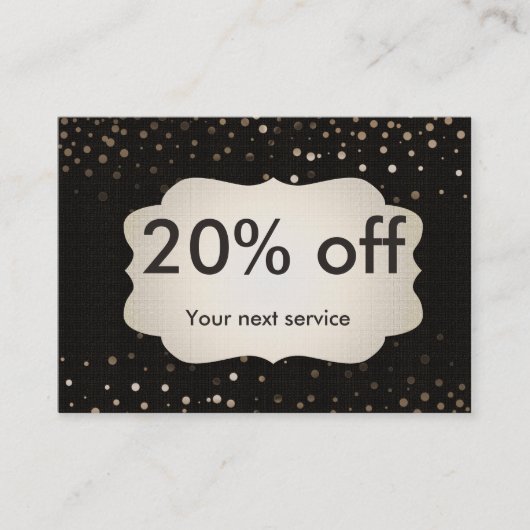 割引パーソナライズされたギフト紙吹雪金ゴールドクーポン 割引カード (正面)