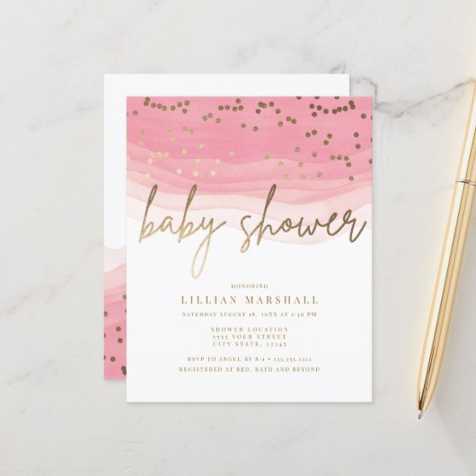 割引ピンクの水の色、ベビーシャワー (正面/裏面インサイチュ)