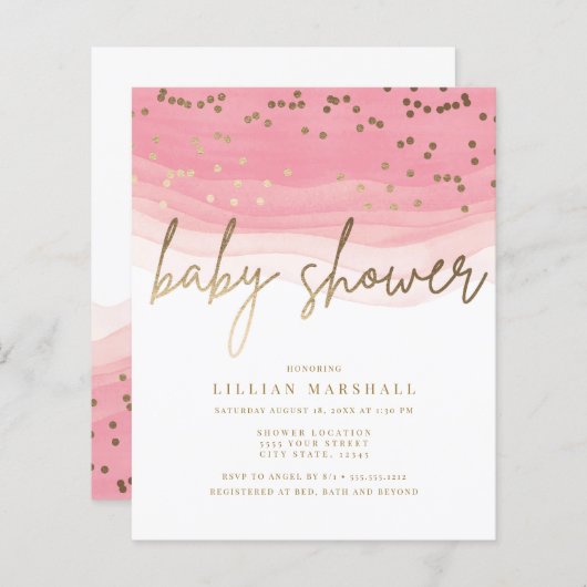 割引ピンクの水の色、ベビーシャワー (正面/裏面)