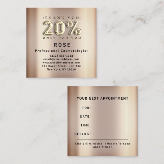 割引ロゴありがとうバラ金ゴールド 予約カード (正面/裏面)