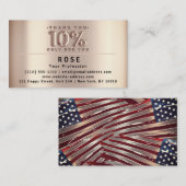 割引ロゴ10%オフ感謝していバラ米国フラグ 予約カード (正面/裏面)