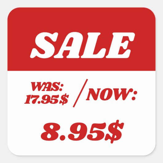 割引価格ステッカーラベル スクエアシール (正面)