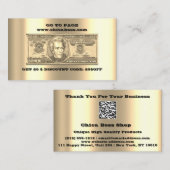 割引挿入カード20$オンラインQRコード金ゴールド 名刺 (正面/裏面)