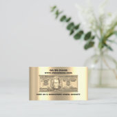 割引挿入カード20$オンラインQRコード金ゴールド 名刺 (スタンド正面)