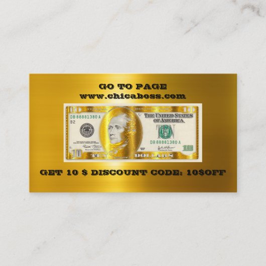 割引挿入名刺10$金ゴールドQRロゴ 名刺 (正面)