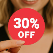 割引率ステッカー | 販促品の赤 ラウンドシール