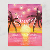 割引Sweet sixteen、ビーチ誕生日招待状 (正面)