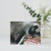 割烹のはがきに猫が休む ポストカード (スタンド正面)