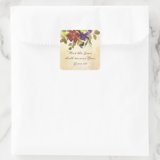 創世記第2章24節と二つは一つにな結婚る スクエアシール (バッグ)