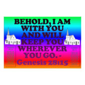 創世記第28章15節の聖書の詩。 フォトプリント (正面)