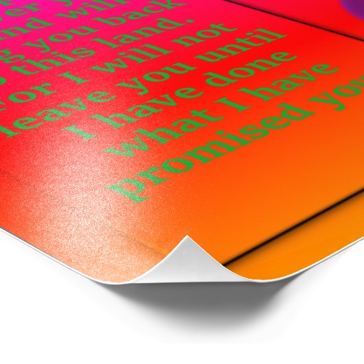 創世記第28章15節の聖書の詩。 フォトプリント (角)