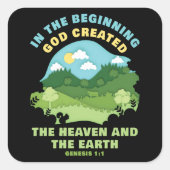 創世記1:1最初に神が創造された – 信仰 スクエアシール (正面)
