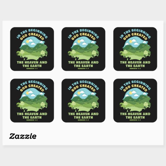 創世記1:1最初に神が創造された – 信仰 スクエアシール (シート)