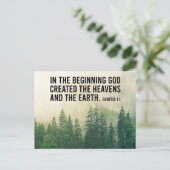 創世記1:1最初の聖なる書物、 経典クリスチャン ポストカード (スタンド正面)