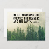 創世記1:1最初の聖なる書物、 経典クリスチャン ポストカード (正面/裏面)