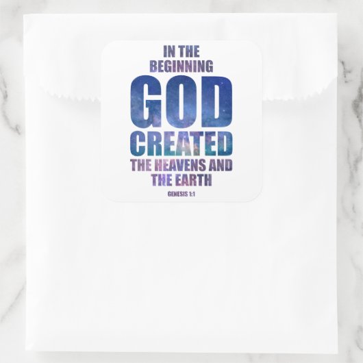 創世記1:1神が創造された宇宙 スクエアシール (バッグ)