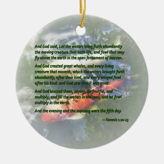 創世記1 20-23神は言われた、「水は持って来なさい セラミックオーナメント (正面)