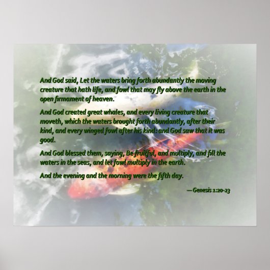 創世記1 20-23神は言われた、「水は持って来なさい ポスター (正面)