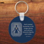 創世記1:27神は神の像の中に人類を創造された キーホルダー (正面)