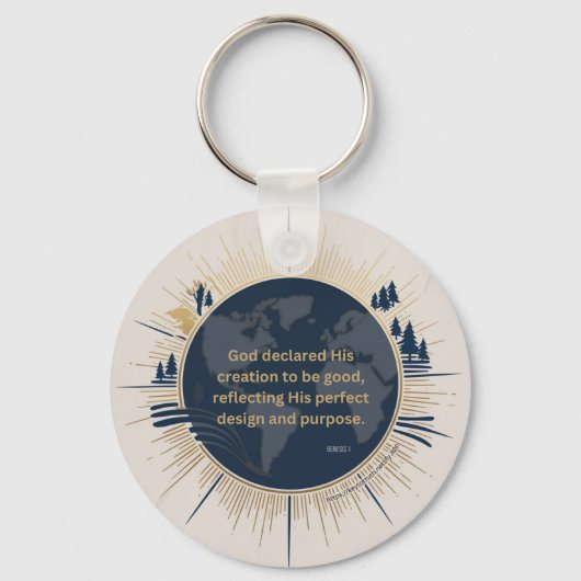 創世記1:31 – 神の創造は良かった キーホルダー (正面)