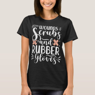 創傷スクラブルゴム手袋の巻き気にナースRN Nu Tシャツ