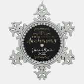 創業結婚記念日 スノーフレークピューターオーナメント (正面)