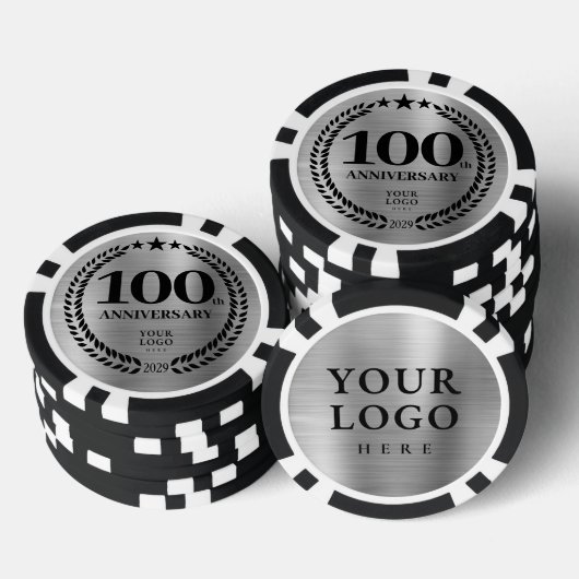 創業100周年記念シルバー ポーカーチップ (積み重ね)