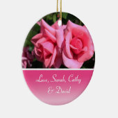 創立結婚ピンクのバラ花 セラミックオーナメント (右)