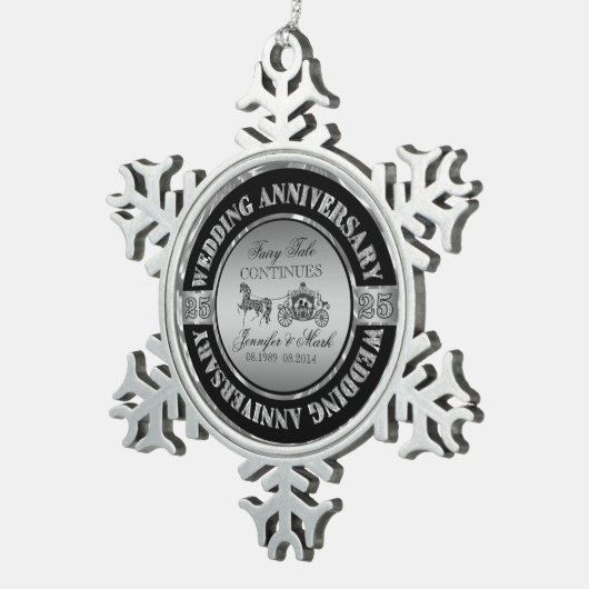 創立結婚25周年記念結婚馬車 スノーフレークピューターオーナメント (右)