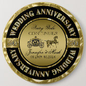 創立結婚50周年記念結婚馬車 缶バッジ (正面)