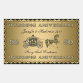 創立結婚50周年記念結婚馬車 長方形シール (正面)